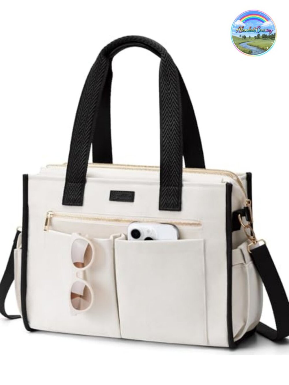 Canvas Tote Bag Women 15 Pockets Laptop Crossbody Nurse Teacher